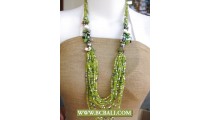 Green Beaded Fancy Design Necklace Long Braided